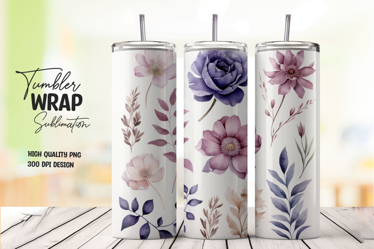 Purple Floral Tumbler Wrap