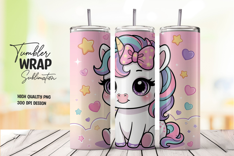 Kawaii Unicorn Eyes Open Tumbler PNG