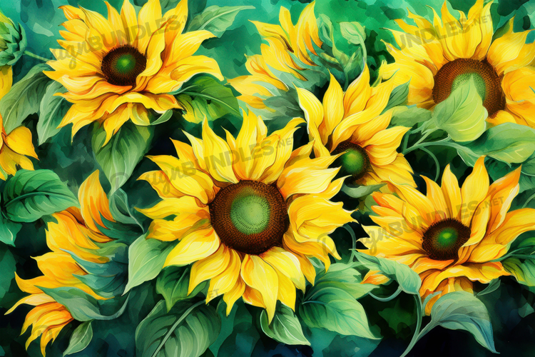 Bright Yellow Sunflower Field Digital Print