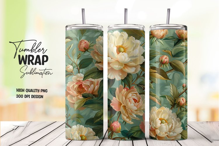 Flower pattern tumbler wrap sublimation