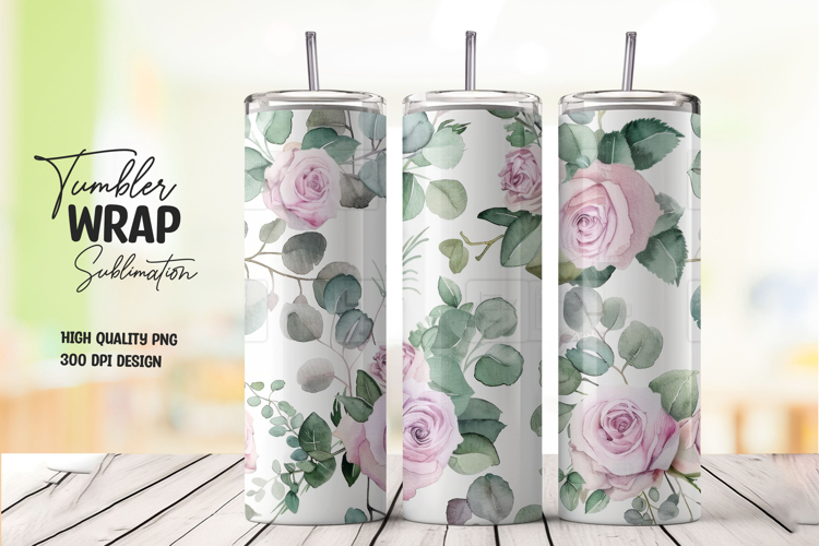 Pink Rose tumbler wrap png