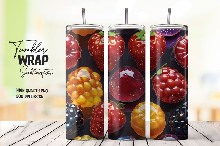 Fruit pattern tumbler wrap sublimation
