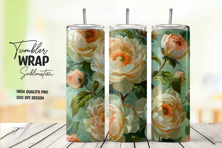 Flower pattern tumbler wrap sublimation