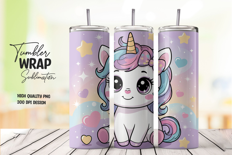 Happy Unicorn Pastel Wrap Tumbler PNG