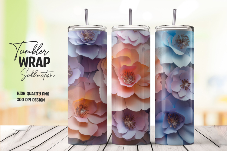 Blue Orange Floral Tumbler Wrap
