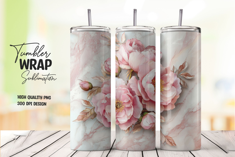 Soft White Pink Blossom Floral Tumbler Wrap
