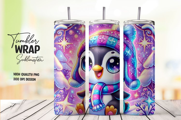 Winter animal tumbler wrap sublimation png