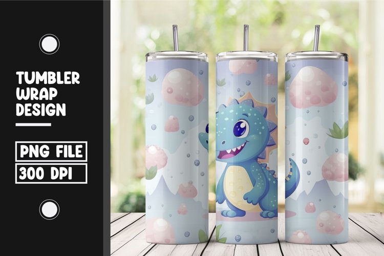 Cute dinasour baby tumbler wrap sublimation png