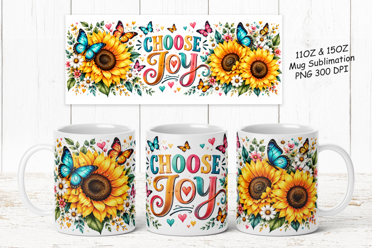 Sunflower Inspirational Mug Wrap PNG
