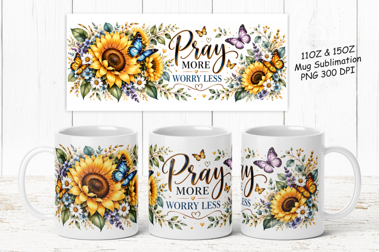 Sunflower Inspirational Mug Wrap PNG