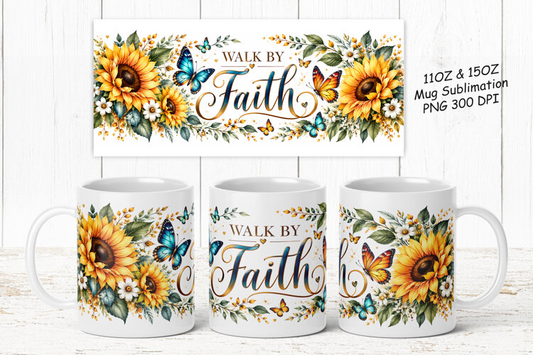 Sunflower Inspirational Mug Wrap PNG example image 1