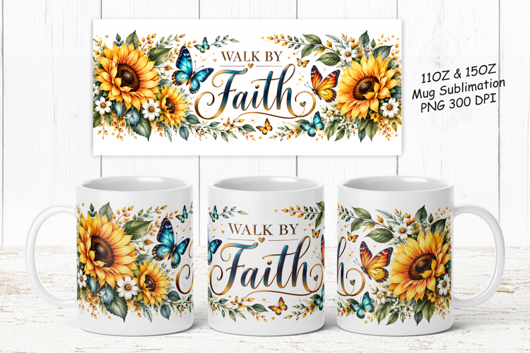 Sunflower Inspirational Mug Wrap PNG
