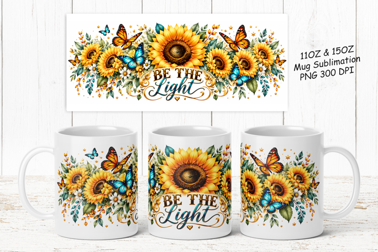 Sunflower Inspirational Mug Wrap PNG