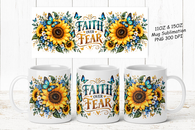 Sunflower Inspirational Mug Wrap PNG example image 1