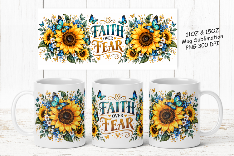 Sunflower Inspirational Mug Wrap PNG