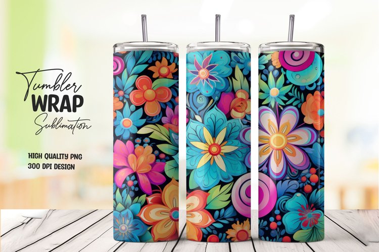 Colorful flower tumbler wrap sublimation