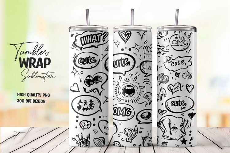 Comic artwork tumbler wrap sublimation example image 1