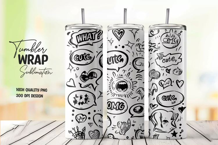 Comic artwork tumbler wrap sublimation