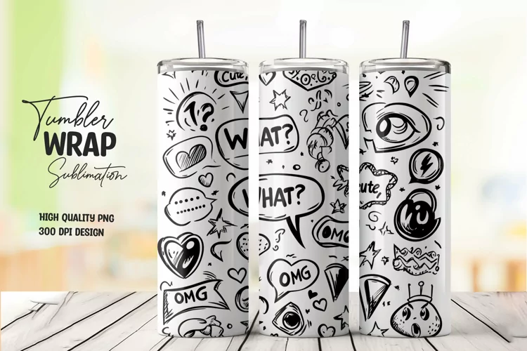 Comic artwork tumbler wrap sublimation