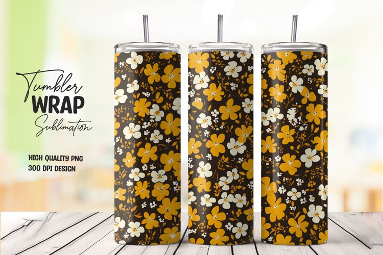 Watercolor floral tumbler wrap sublimation png