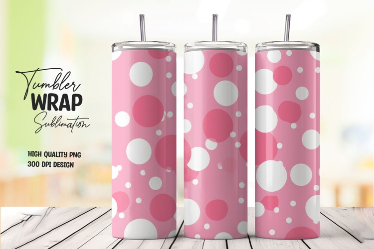 Pink and white polka dots tumbler wrap sublimation example image 1