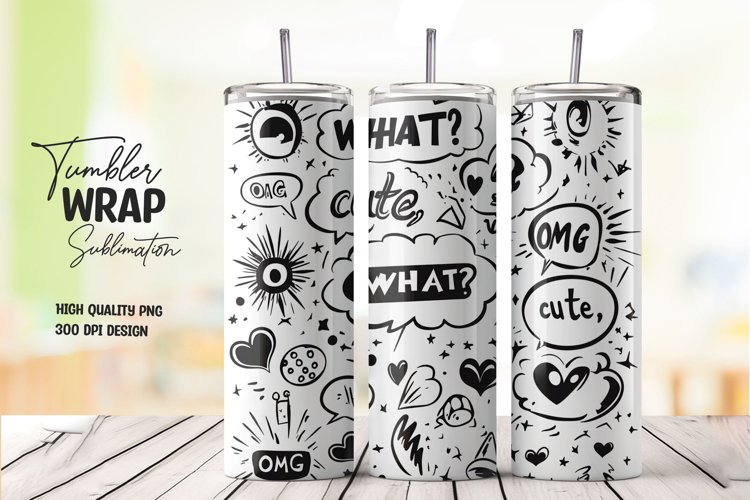 Comic artwork tumbler wrap sublimation example image 1
