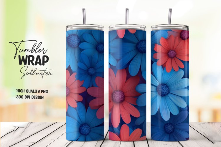 Watercolor floral tumbler wrap sublimation png