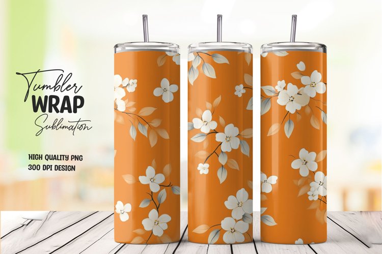 Watercolor floral tumbler wrap sublimation png