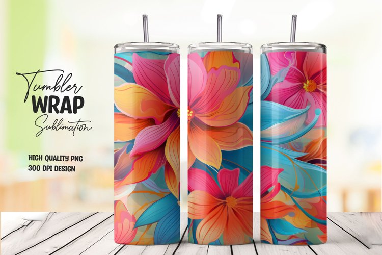 Colorful flower tumbler wrap sublimation