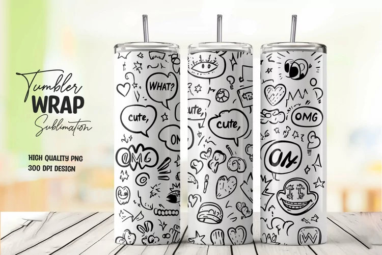 Comic artwork tumbler wrap sublimation