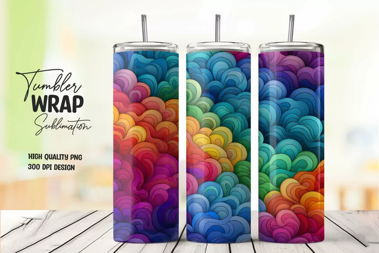 Colorfol seamless pattern tumbler wrap sublimation