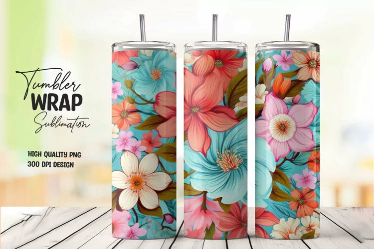 Colorful flower tumbler wrap sublimation