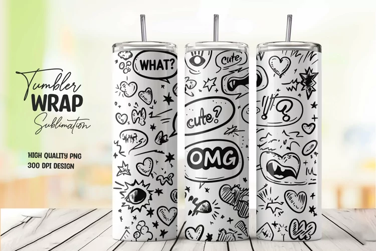 Comic artwork tumbler wrap sublimation