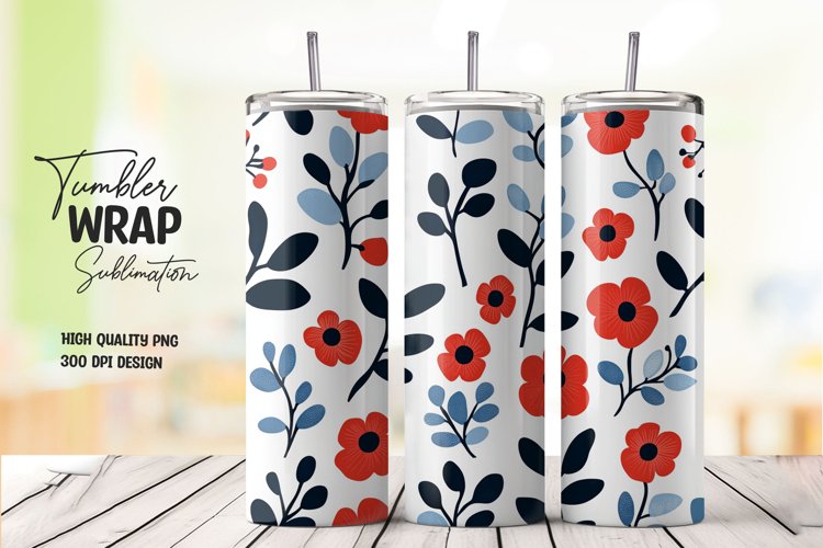 Watercolor floral tumbler wrap sublimation png