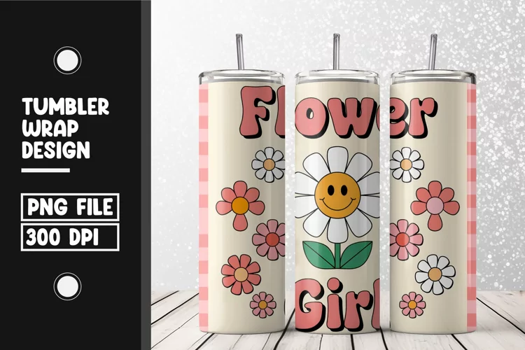 Flower girl floral tumbler wrap sublimation design