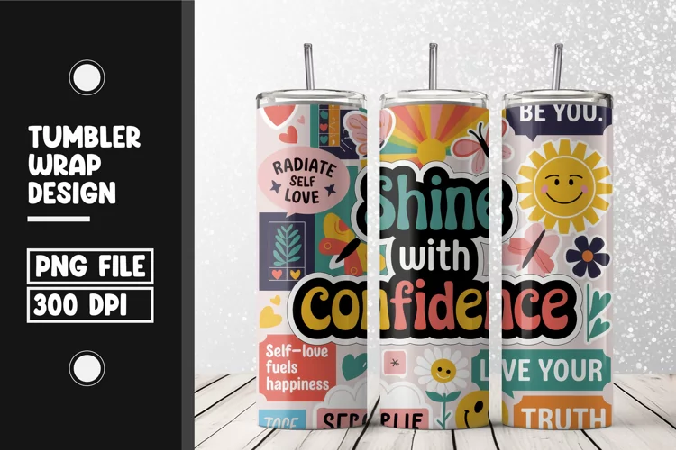 Shine with confidence tumbler wrap sublimation design