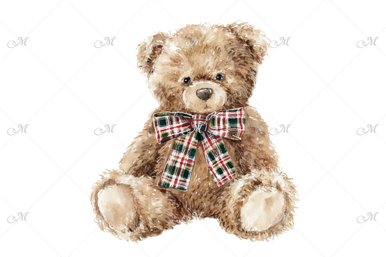 A Fluffy Cuddly Teddy Bear Watercolor
