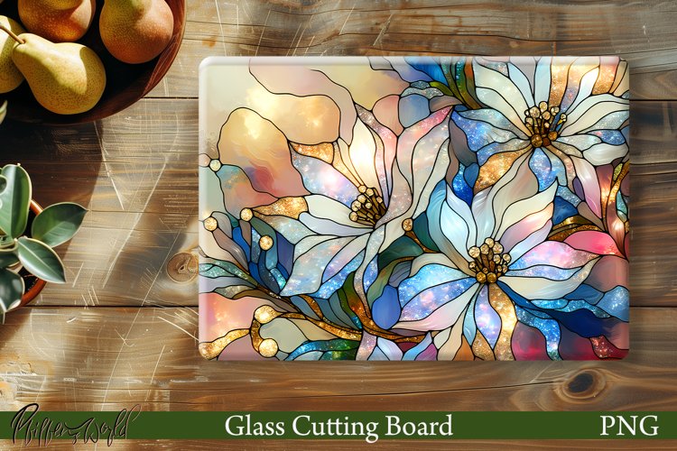 Floral Glass Cutting Board Design | Colorful Flower Meadow example image 1