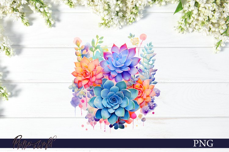 Succulents Sublimation | Floral Design | Colorful Flowers