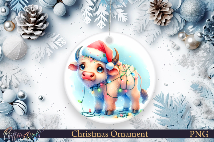 Christmas Ornament | Cute Animal | Holiday cow