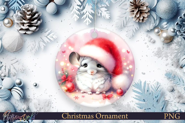 Christmas Ornament | Winter | Holiday chinchilla