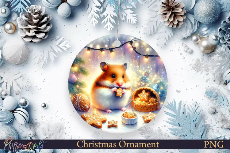 Christmas Tree Ornament PNG | Cute Hamster| Gingerbread