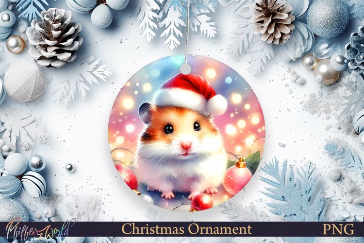 Christmas Tree Ornament PNG | Cute Hamster| Sweet Holiday example image 1
