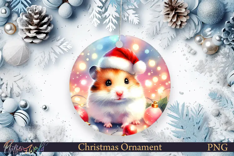Christmas Tree Ornament PNG | Cute Hamster| Sweet Holiday