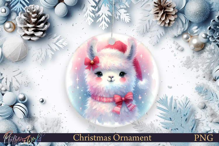 Christmas Ornament | Cute Animal | Holiday alpaca | Farm