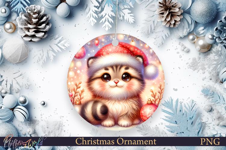 Christmas Ornament | Cute Animal | Holiday kitty