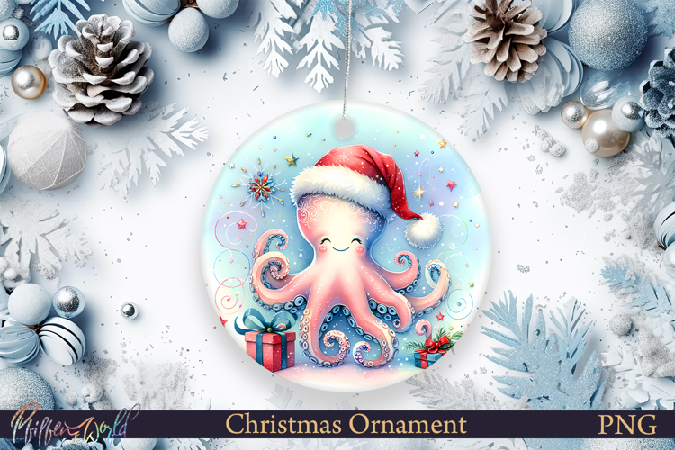 Christmas Ornament | Cute Animal | Holiday octopus