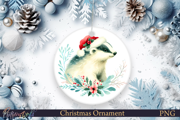 Christmas Ornament | Cute Animal | Holiday badger