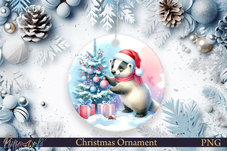 Christmas Ornament | Winter | Holiday badger