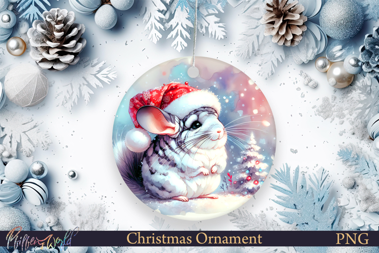 Christmas Ornament | Cute Animal | Holiday chinchilla